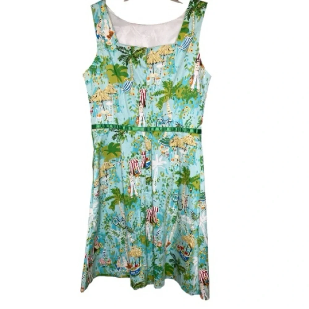 Sangria Multicolor Dress With Beach Print Sz 8 - Picture 3 of 5